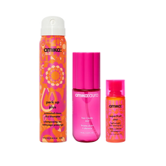 refresh, prep + mist set amika:aura hair + body mist, perk up plus dry shampoo, superfruit star styling oil