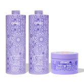 super-sized blonde set bust your brass cool blonde shampoo + conditioner + intense repair hair mask